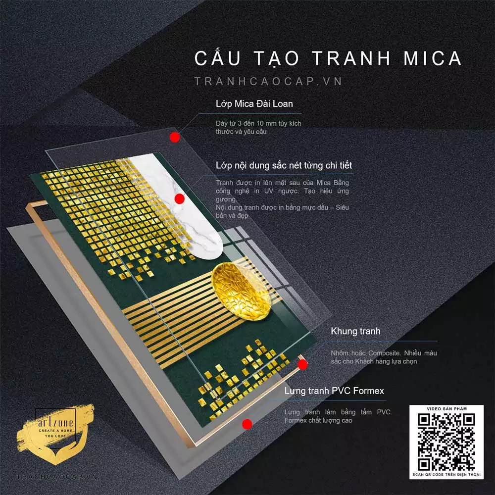 Tranh trừu tượng Mica cao cấp