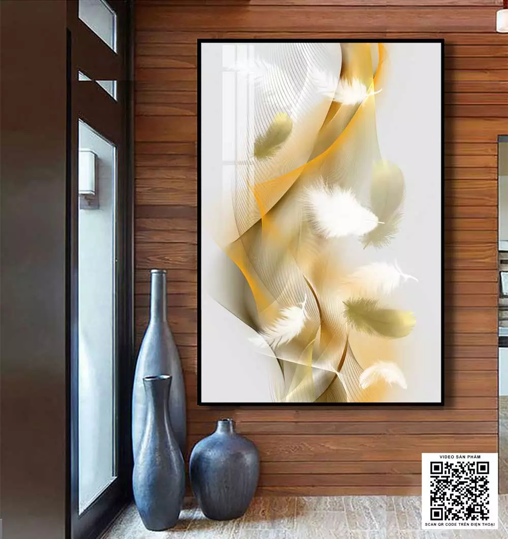Không gian sống như một phòng trưng bày nghệ thuật với tranh trừu tượng