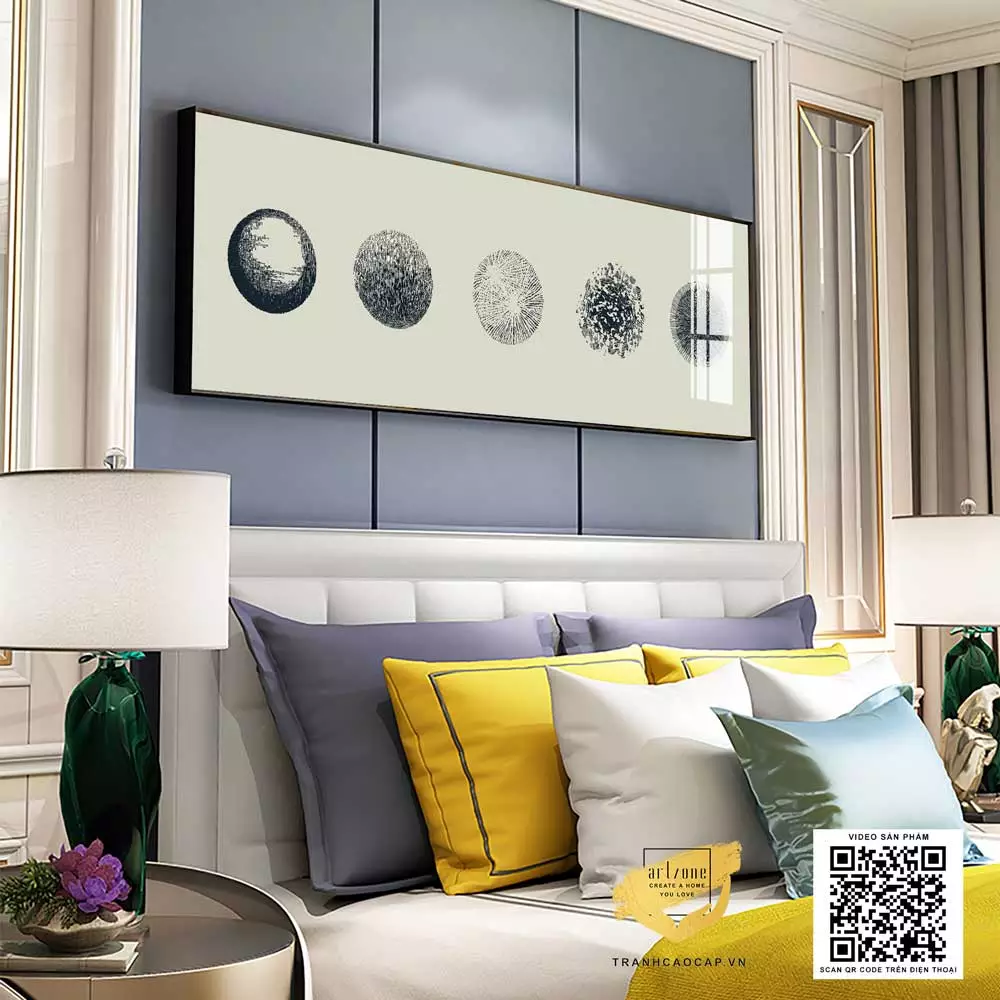 Tranh trừu tượng hình khối phòng ngủ