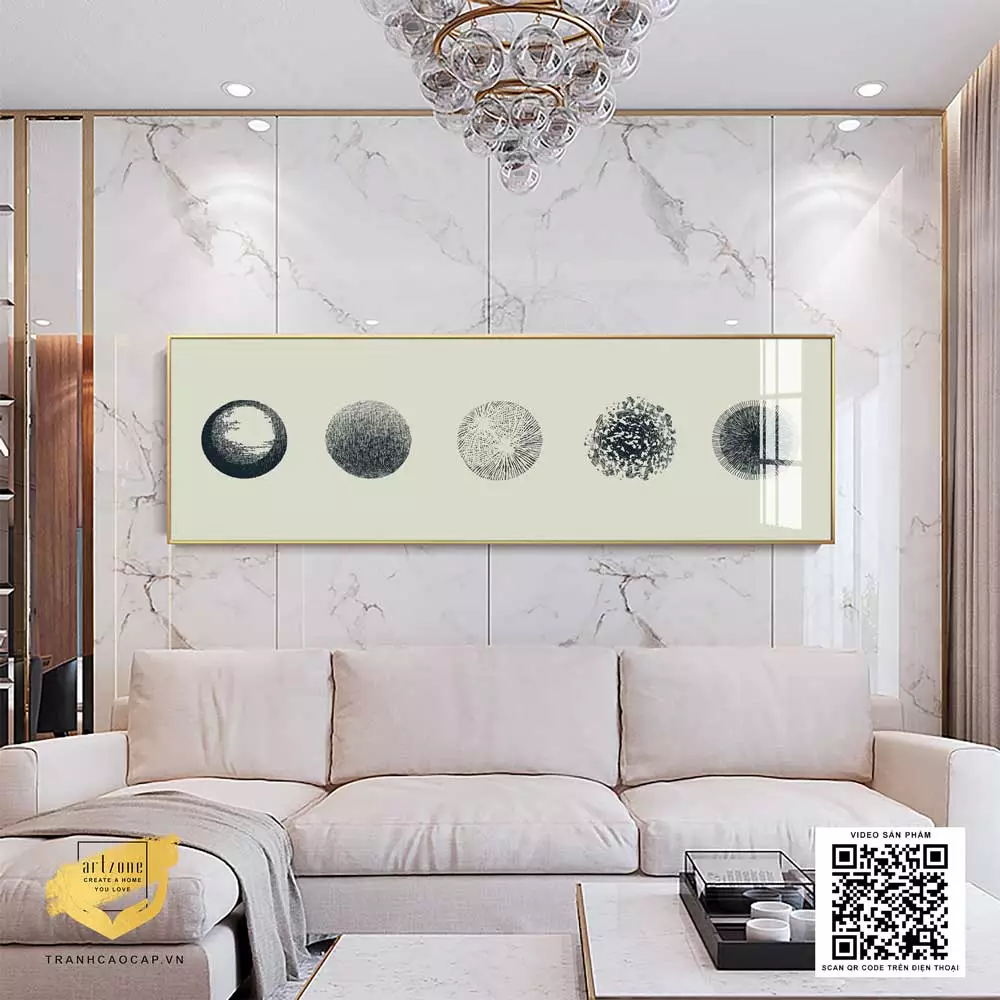 Kích thước tranh trừu tượng hình khối cho phòng ngủ