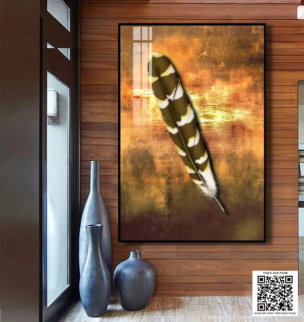 Tranh trừu tượng Mica AZ1-0822 treo trên nền tường màu xanh