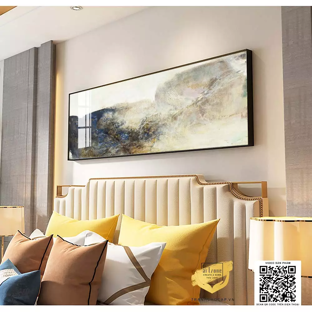 Tranh trừu tượng tạo điểm nhấn cho phòng ngủ