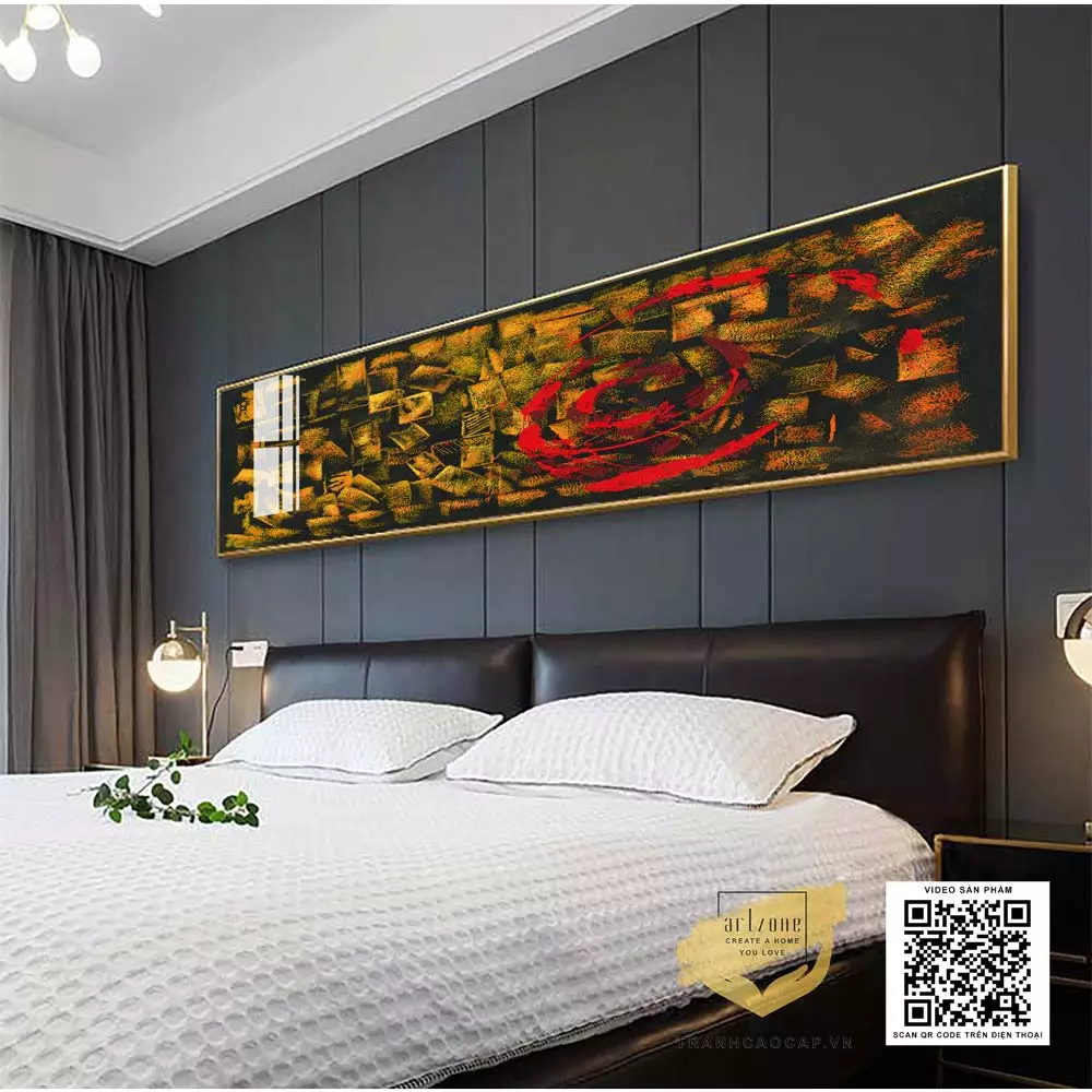 Tranh trừu tượng như một điểm nhấn nghệ thuật trong phòng ngủ