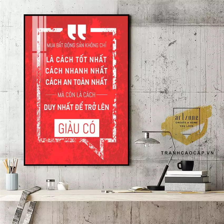 Tranh mica slogan tạo động lực làm việc
