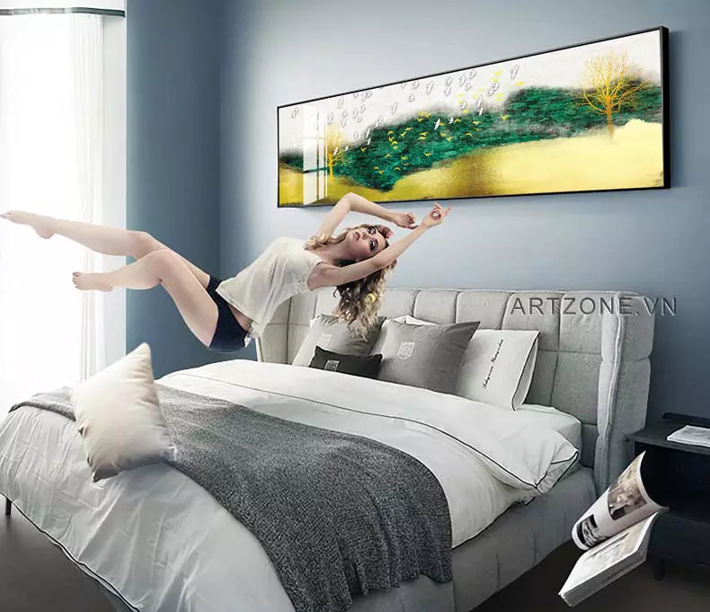 Tranh phong cảnh dân ca treo phòng ngủ