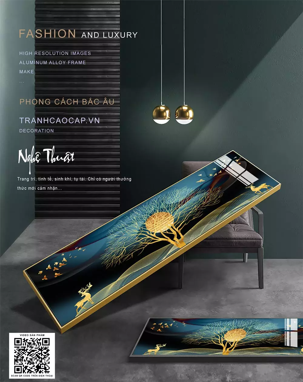Tranh treo phòng ngủ phong cảnh hươu vàng AZ1-0733-MICA