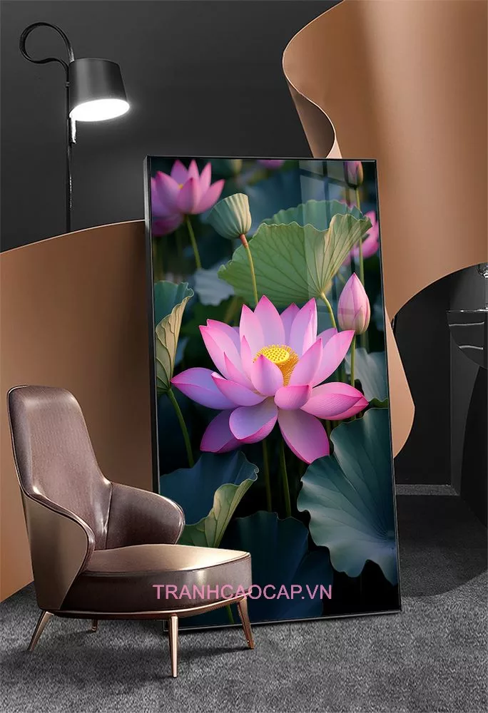 Tranh Sen Hồng Nở Rộ – Hơi Thở Của Thiền Định và Vẻ Đẹp Tĩnh Lặng Trong Nghệ Thuật AZ1-5000