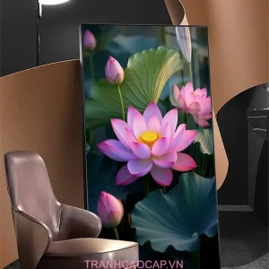 Tranh Sen Hồng Nở Rộ – Hơi Thở Của Thiền Định và Vẻ Đẹp Tĩnh Lặng Trong Nghệ Thuật AZ1-5001