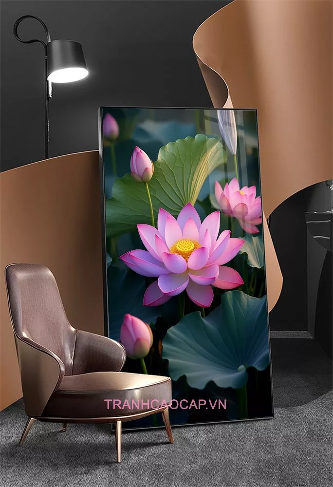 Tranh Sen Hồng Nở Rộ – Hơi Thở Của Thiền Định và Vẻ Đẹp Tĩnh Lặng Trong Nghệ Thuật AZ1-5001