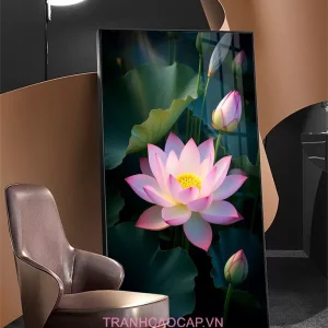 Tranh Sen Hồng Nở Rộ – Hơi Thở Của Thiền Định và Vẻ Đẹp Tĩnh Lặng Trong Nghệ Thuật AZ1-5002