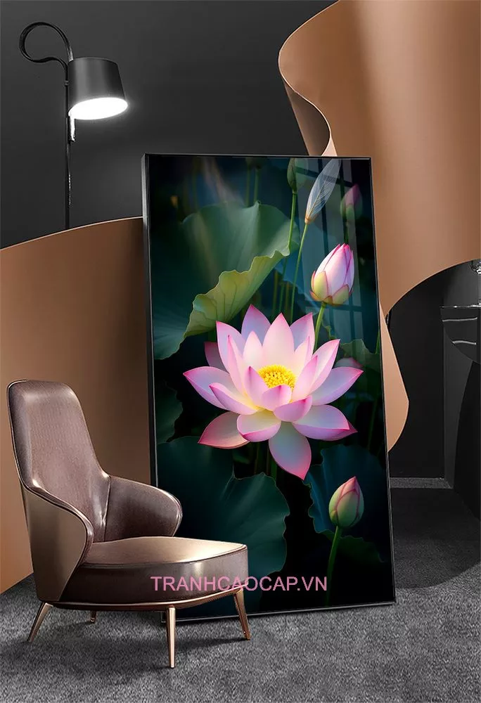 Tranh Sen Hồng Nở Rộ – Hơi Thở Của Thiền Định và Vẻ Đẹp Tĩnh Lặng Trong Nghệ Thuật AZ1-5002
