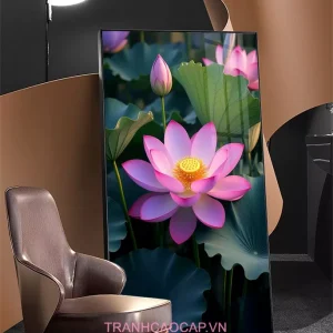 Tranh Sen Hồng Nở Rộ – Hơi Thở Của Thiền Định và Vẻ Đẹp Tĩnh Lặng Trong Nghệ Thuật AZ1-5003