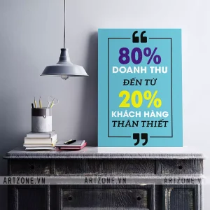 Tranh trang trí Công sở tạo động lực Tạo suy nghĩ tích cực 80% doanh thu đến từ 20% khách hàng thân thiết - v2 AZ1-0507