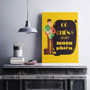 Tranh Văn phòng thúc đẩy động lực gắn bó nhân viên Có tiền sẽ hết muộn phiền AZ1-0419