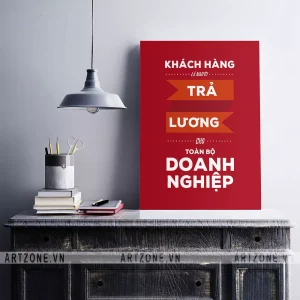 Tranh treo Phòng làm việc thúc đẩy động lực Tạo suy nghĩ tích cực Khách hàng là người trả lương cho toàn bộ doanh nghiệp AZ1-0557