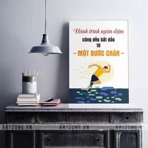 Tranh décor Văn phòng Hành trình ngàn dặm cũng đều bắt đầu từ một bước chân AZ1-0294