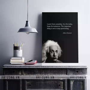 Tranh décor Phòng làm việc Learn from yesterday, live for today, hpe for tomorrow. The important thing is not to stop questioning (Albert Einstein). AZ1-0296