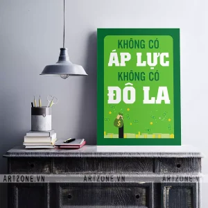 Tranh treo Bàn làm việc tạo động lực Không có áp lực, không có đô la AZ1-0338
