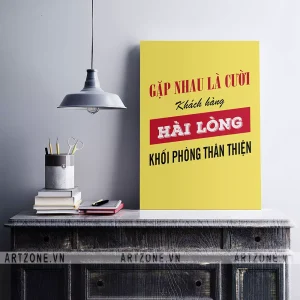 Tranh Văn phòng động lực gắn bó nhân viên Gặp nhau là cười, khách hàng hài lòng, khối phòng thân thiện AZ1-0424