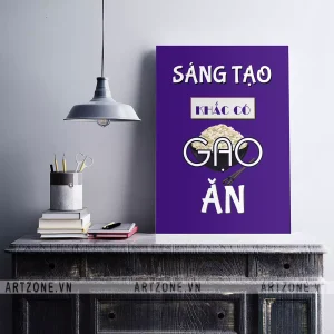Tranh Văn phòng tạo động lực khích lệ tinh thần Sáng tạo khắc có gạo ăn AZ1-0415